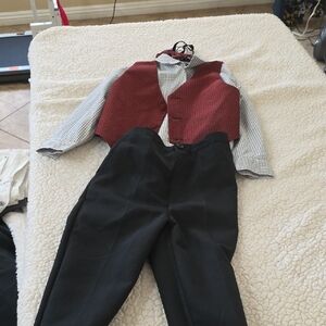 Andrew Fezza Boys Red Vest with Black Pants Matching Set